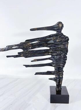 北欧板现代楼黑色金属人像件雕摆塑样房售处软装家居2403饰品