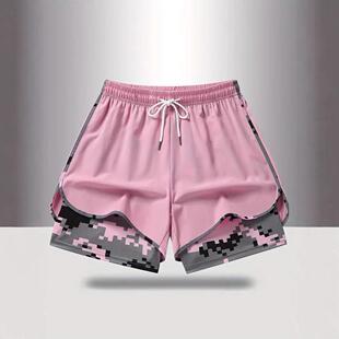 Women casual athletic shorts built lining drawstring elastic