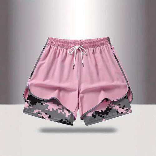 Women casual athletic shorts built lining drawstring elastic