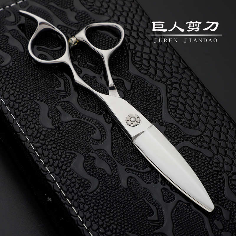 6寸VG-10钢美发剪刀大尾巴手型柄大滑刀胖胖剪理发剪刀定 制LOGO