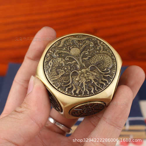 手把赚钱八面转解压来貔貅魔方件转转十方纯铜摆件黄铜招财进宝财