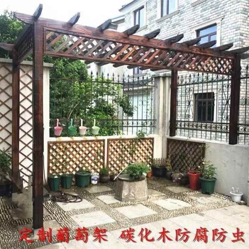 外碳户化木葡萄厂家直供架防腐木外长廊露台园实木公停车棚园林花