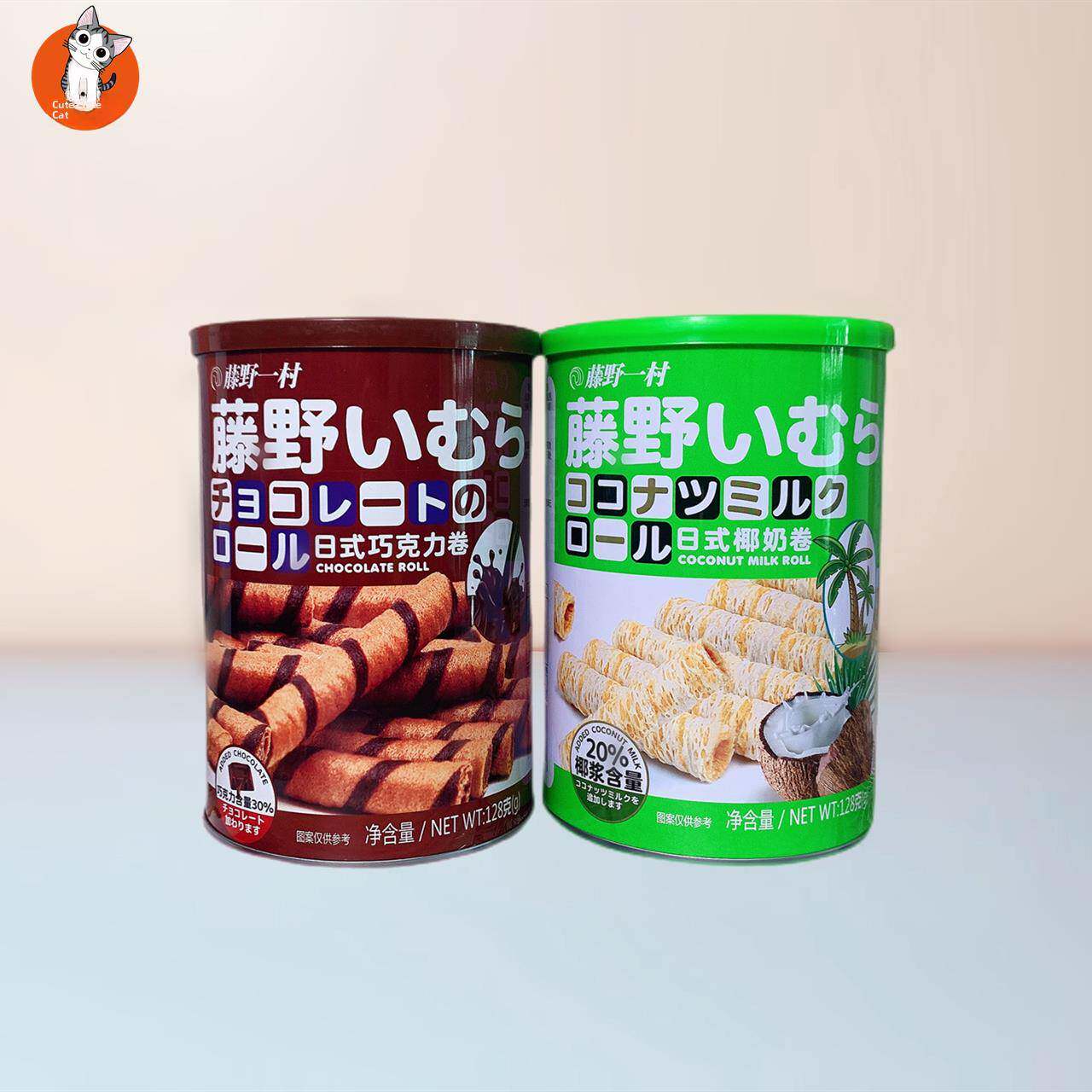 藤野一村椰奶卷日式椰子脆皮椰浆零食饼干椰香酥卷巧克力椰奶味