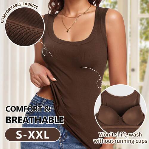 Women's vest, I-shaped, no need to wear bra, bra cup,