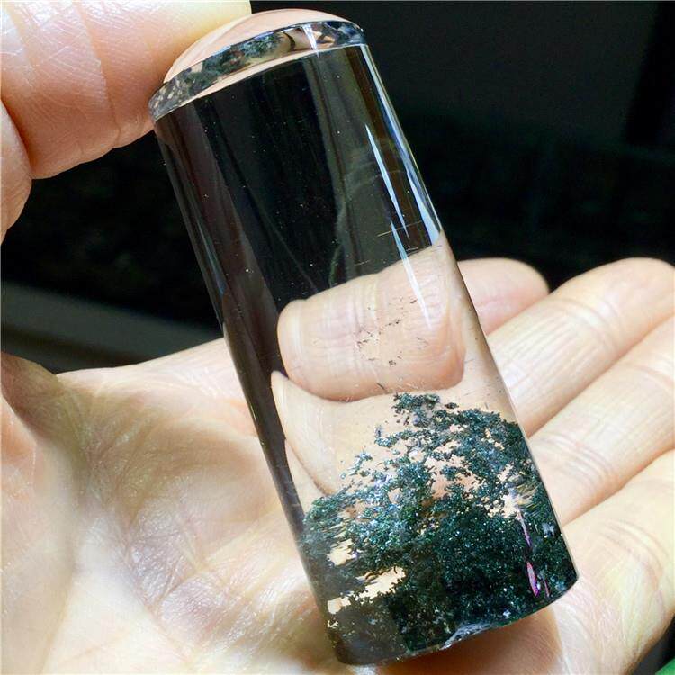 东海水晶 天然绿幽聚宝盆印章章料把玩件手把件