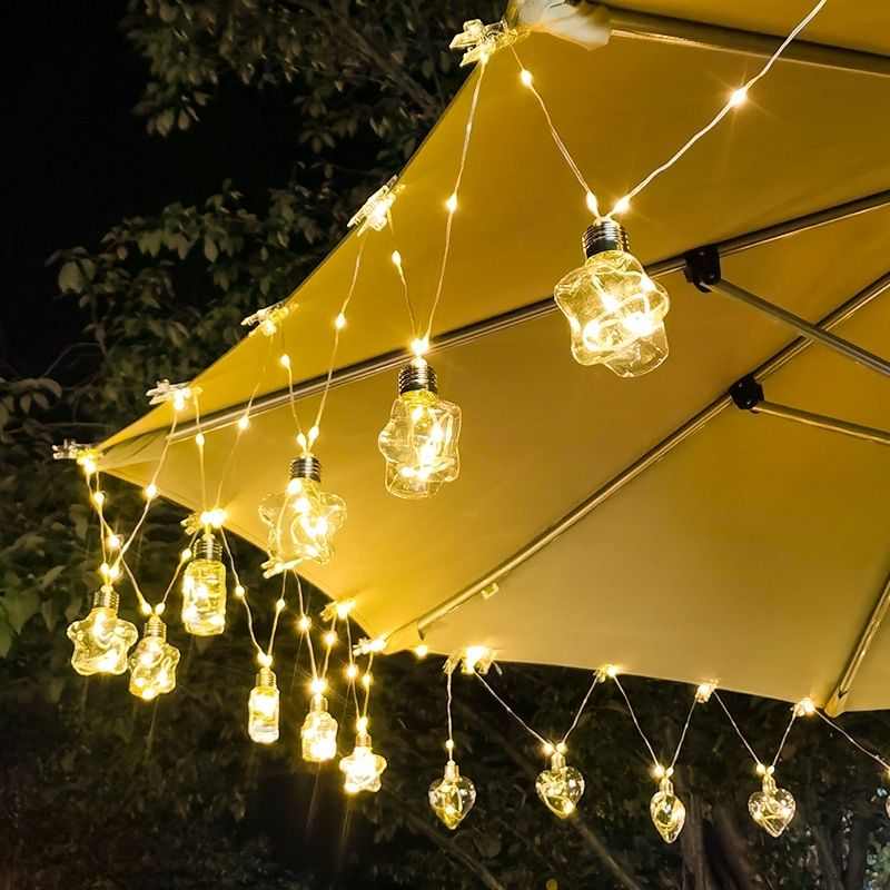 太阳能皮线彩灯户外氛围灯庭院阳台花园网红露营装饰布置星星灯串