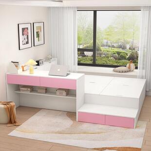 卧多WAR功能榻米床加书桌一简约小户型体高榻箱储物板式 儿童室床