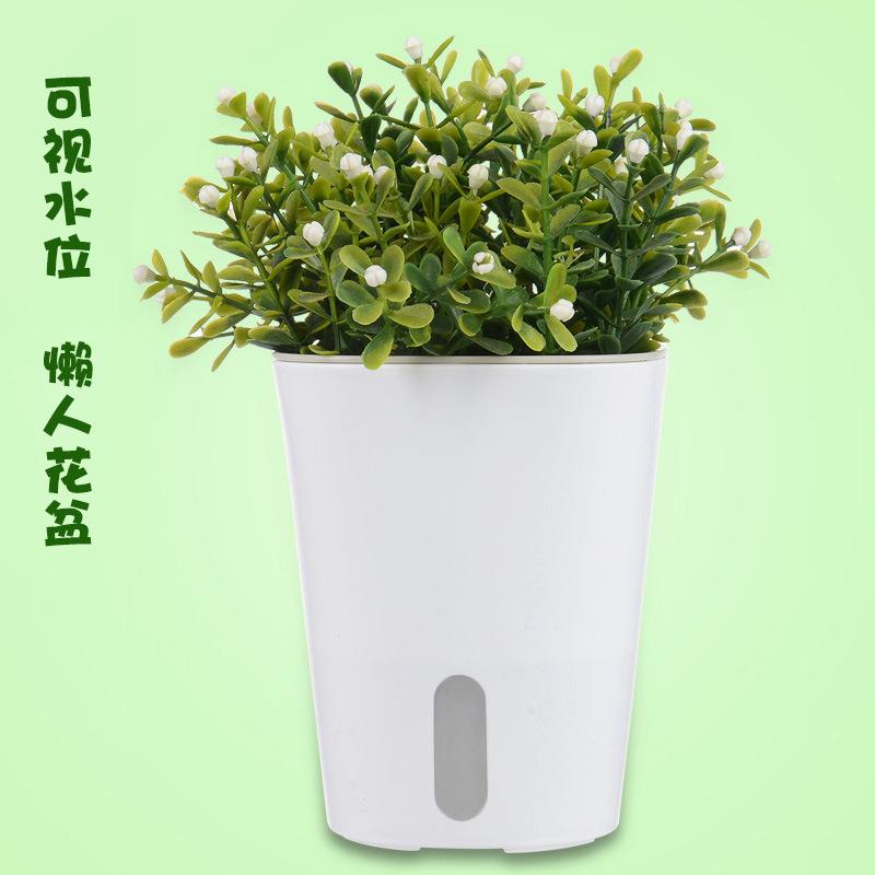 创意自动吸水塑料懒人花盆棉绳吸水盆绿萝仿陶瓷绿植种菜大花盆