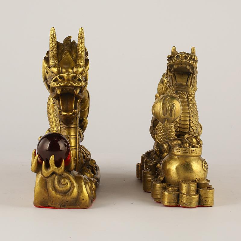 厂家OEH铜铜摆龙件生肖龙龙聚宝盆龙祥汗龙献宝器工艺品