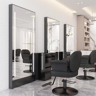 款 发店落地新镜TLG发廊专用不理锈钢剪发镜子红单面双面美发店网
