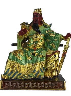 关公财神树脂摆件关二爷坐虎印五虎将家居摆件