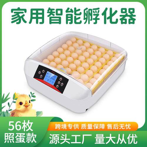 跨境小型迷你家禽鸡鸭鹅鹌鹑鸟类全自动智能家用56枚孵化机箱