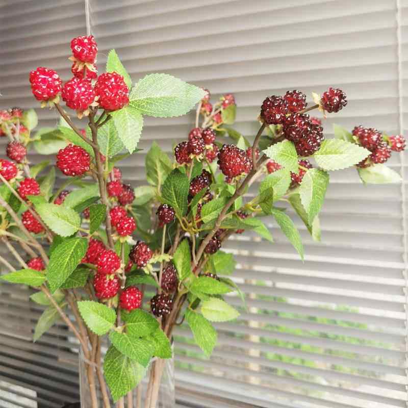 高档仿真花浆果树莓果实枝材家居装饰插花假花摆件仿真植物桑葚果