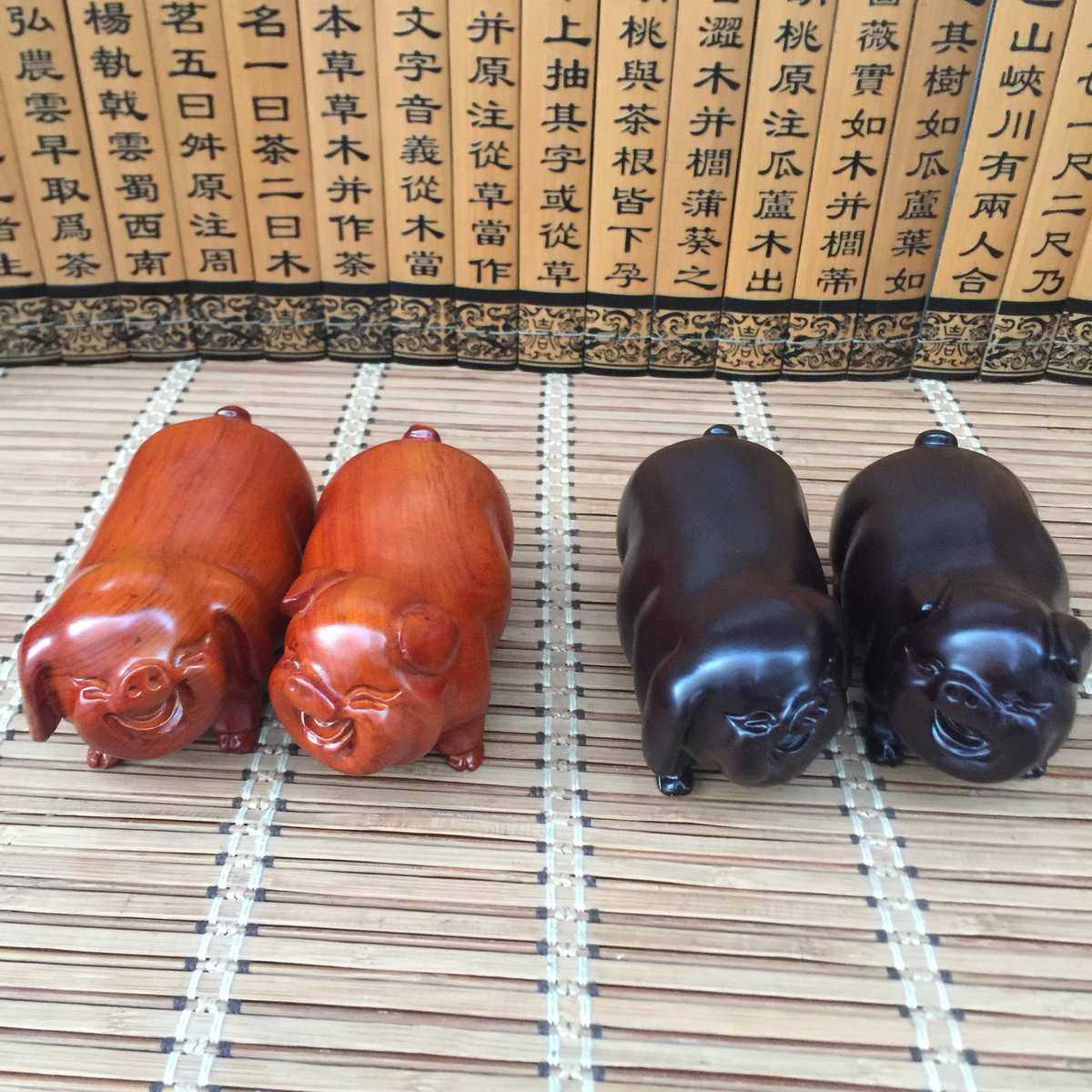 厂家批发 黑檀花梨木雕公母猪摆件 家居客厅木质工艺品生肖猪摆饰