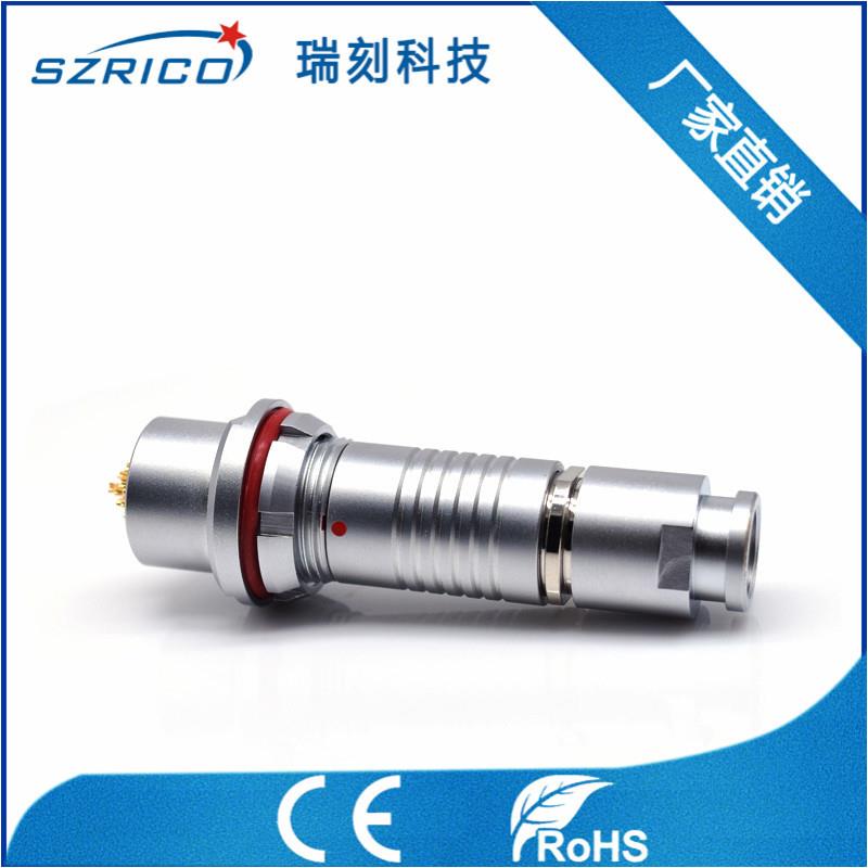 防水公头母头连接器2F系列2芯3PIN4针5孔圆形推拉自锁金属连接器