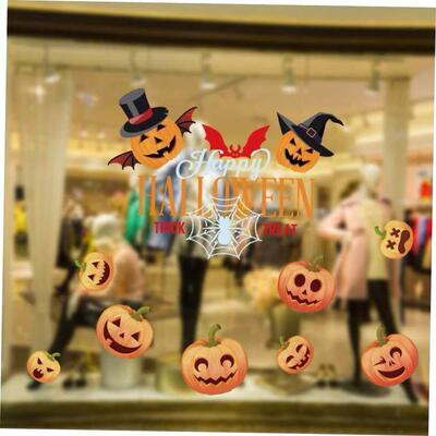 Halloween decorations, witch pumpkin stickers, supermarket