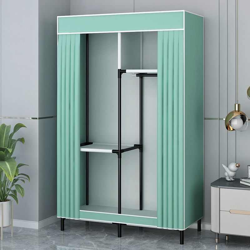 简易衣柜家用卧室全钢架单人宿舍组装布衣柜出租房收纳防尘小衣橱