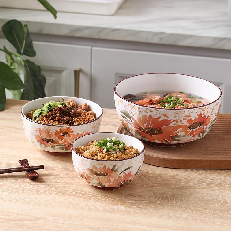 芊姿菱格碗8英寸汤碗大碗6英寸面 面碗5英寸米饭碗千顺家用陶瓷餐