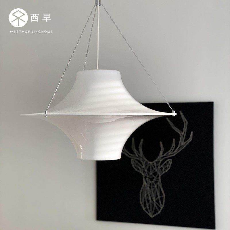 西早 中古北欧白色压克力lokki海鸥吊灯 卧室饭厅60年代飞碟吊灯