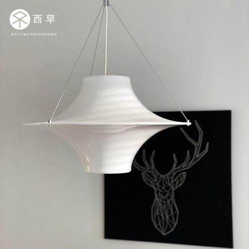 西早 中古北欧白色压克力lokki海鸥吊灯 卧室饭厅60年代飞碟吊灯