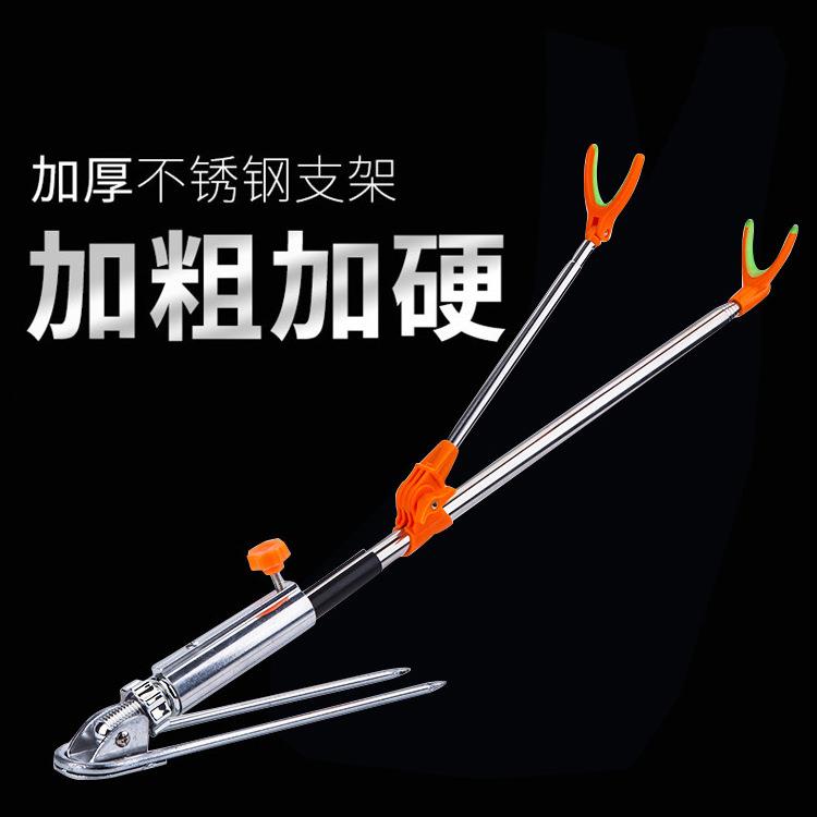 不锈钢迷你鱼竿支架地插万向炮台加厚钓鱼竿架子渔具防滑万向调节