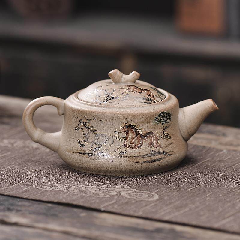 粗陶茶壶功夫茶具陶土原矿土陶瓷家用茶壶撤把壶复古单壶茶具配件