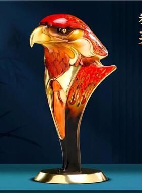 黄铜老鹰摆件商业精英大漆工艺品装饰办公室鹰头桌面商务开业礼物