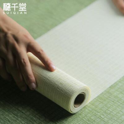 穗千堂精致绿草编桌旗布茶席面 日式古典防水布席 功夫泡茶席茶垫