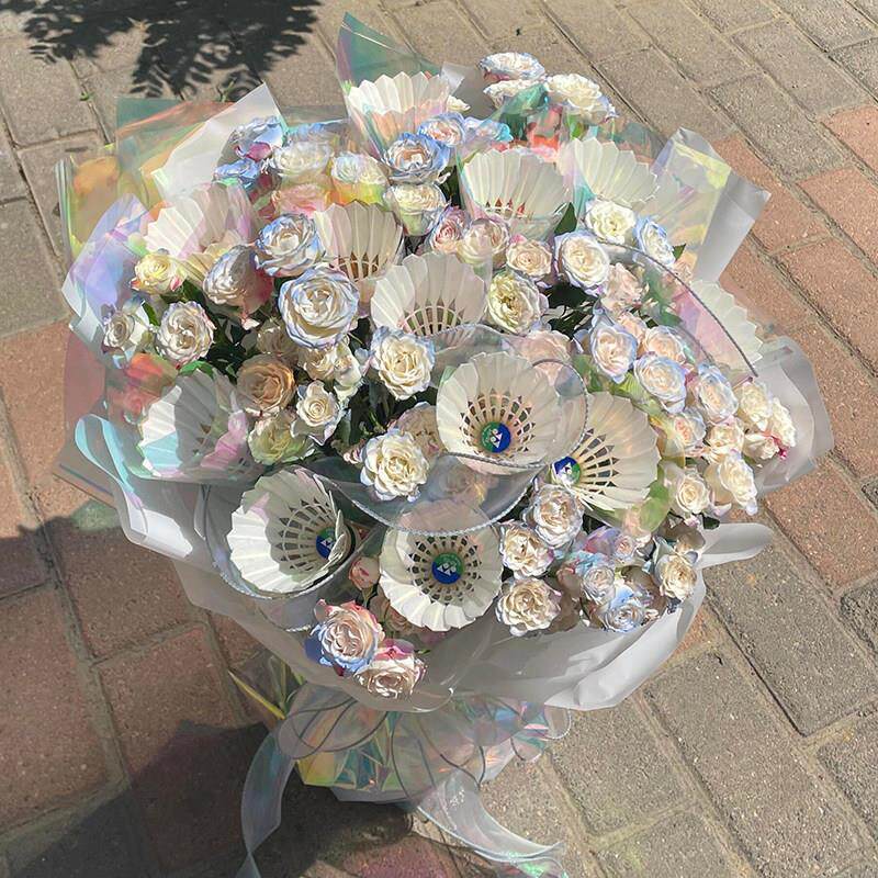 永生花羽毛球玫瑰花束送女朋友闺蜜高级感彷真香皂花520生日礼物