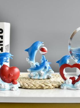 迁乔新居装饰摆件客厅轻奢高档海洋风小海豚家居装饰摆件桌面情侣