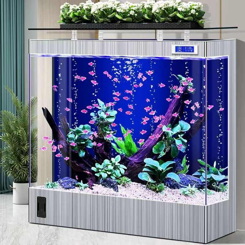 超白玻璃鱼缸家用客厅靠墙一体落地式循环水方缸水族箱生态免换水