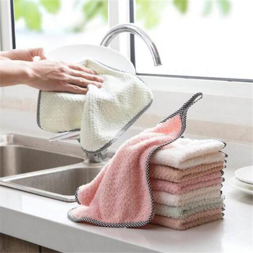 Hanging coral fleece hand towel, kitchen cleaning cloth, abs