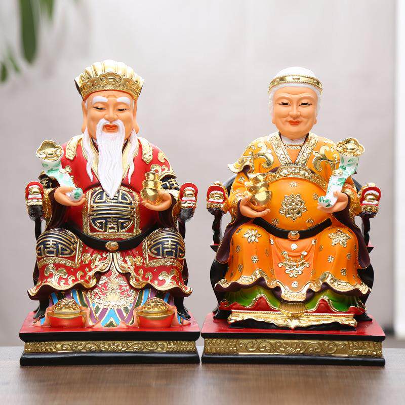 供奉土地公土地婆供奉神像彩绘佛像摆件福德正君地主财神爷摆设