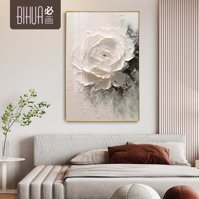 装饰画定制客厅玄关背景墙挂画卧室壁画玫瑰高级感仿油画花卉抽象图片
