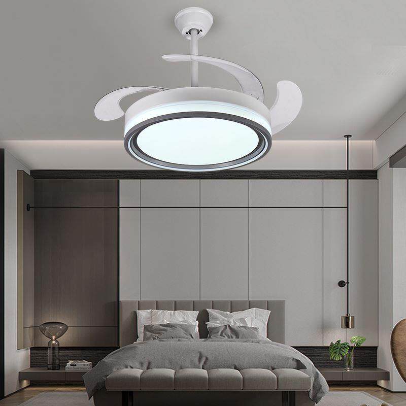 餐厅隐形风扇灯北欧简约卧室吊扇灯静音变频客厅吸顶一体电风扇