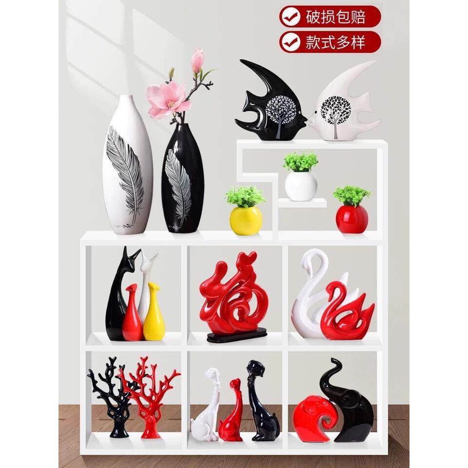 家居陶瓷工艺品客厅酒柜电视柜书柜陶瓷创意装饰摆件鹿一家四口