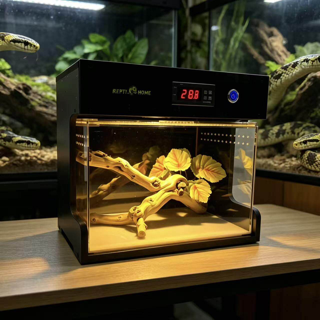 蜥蜴豹纹守宫保温箱恒温亚克力饲养盒PVC温控智能加热爬宠造景