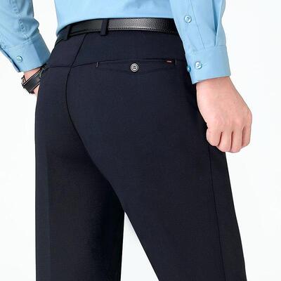 春休秋士正品男闲裤宽松直筒免烫西装中青年商务休2285-1-P闲裤长