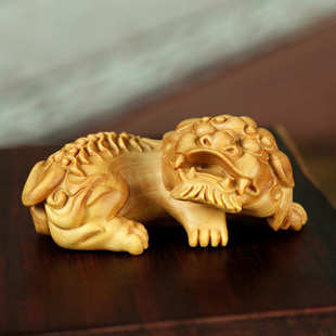 工艺品黄杨木手把文玩饰品盘件玩貔貅把玩件雕刻