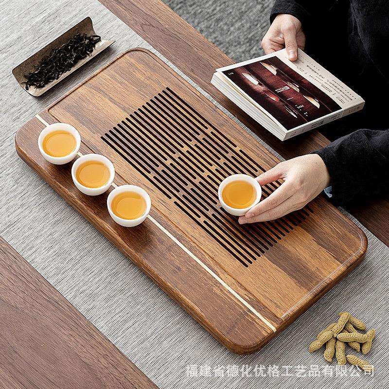 一线天重竹茶盘家用茶具茶台茶海简约办公储水抽屉式茶托盘干泡盘