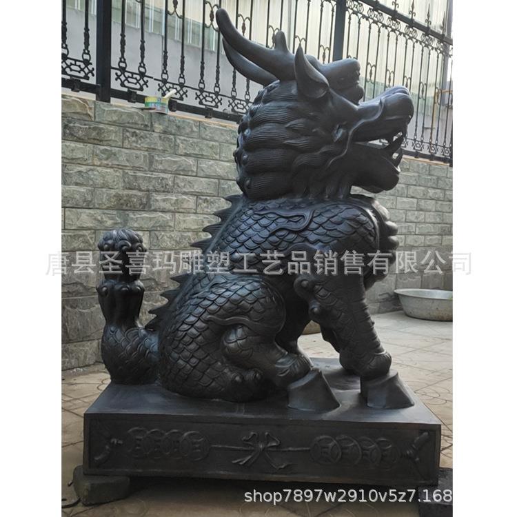 纯铜坐麒麟一对 厂家生产制作 户外火麒麟站麒麟别墅小区庭院看门