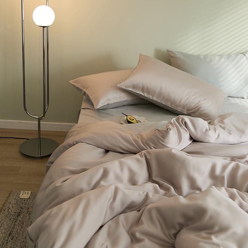 夏季被套精床赛尔兰冰天丝感丝床单双拼四纯色天件套60莱支高级品