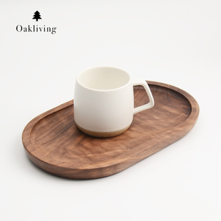 木质椭圆托盘胡桃木榉木下午茶咖啡干果点心小托盘 oakliving日式