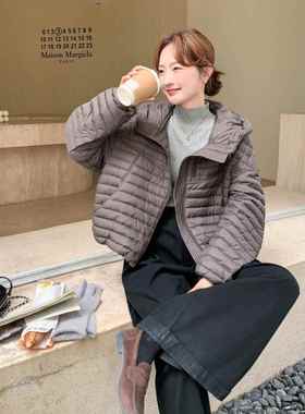 新灰色今年流排骨羽款绒服女b151-159短冬季款韩行版加厚白鸭绒外