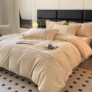 2025秋冬新款 儿绒精工刺婴绣件套亲保暖宝宝肤绒提花床品四A054件