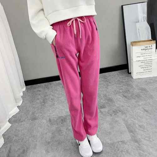 抓绒裤女秋冬季户外登山保暖轻薄摇粒绒内胆裤子宽松跑步运动长裤