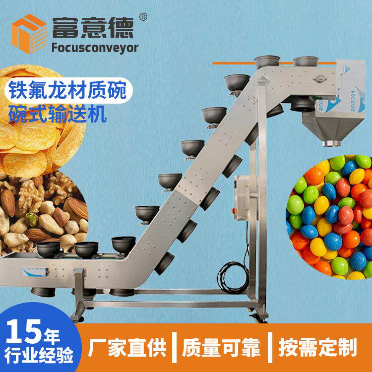 厂家供应防粘铁氟龙碗式输送机坚果炒货食品混合上料碗式提升机