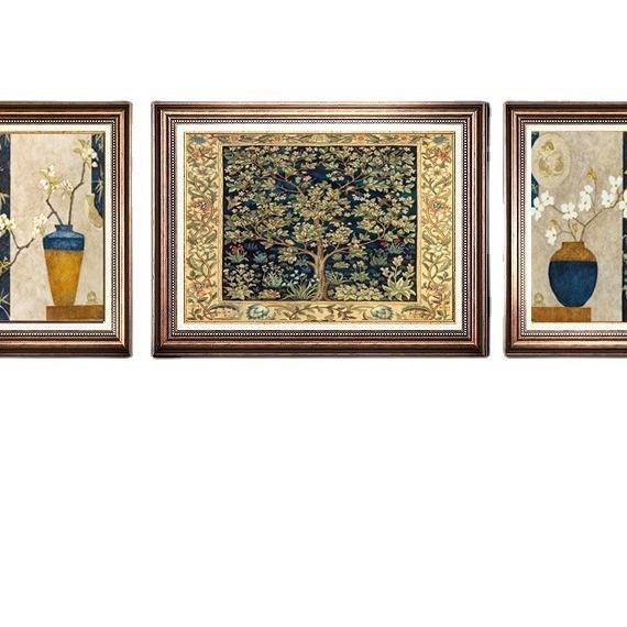 客厅装饰画沙发背景墙画欧式三联画轻奢餐厅美式玄关壁画简欧挂画