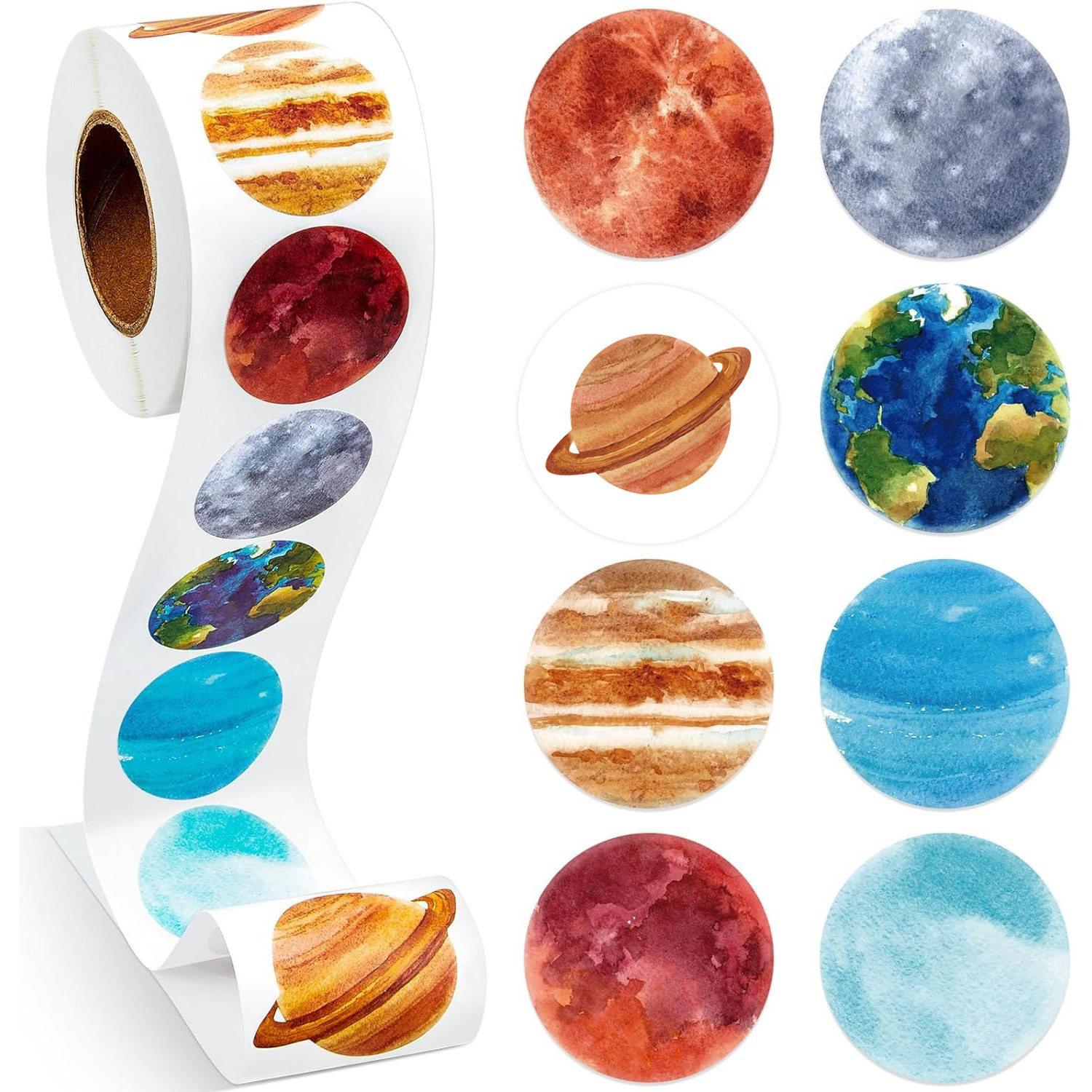500贴/卷太空星球地球贴纸手账diy素材儿童玩具教学奖励礼品封口