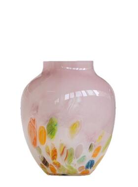 中古风彩色渐变波点玻璃花瓶法式高级感玄关客厅艺术花器插花摆件